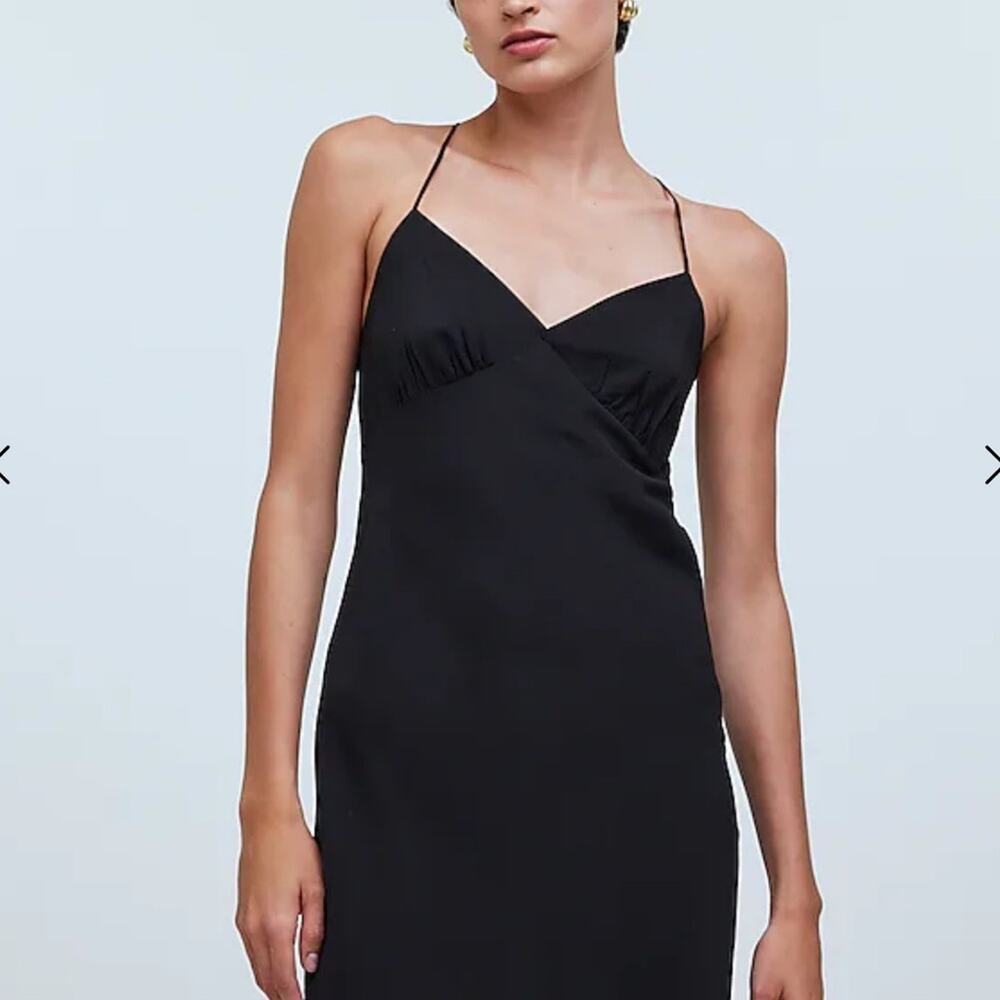 NWT Madewell The Layton Midi Slip Dress Black NK419 Minimalist Lightweight Sz 12 - Picture 4 of 10